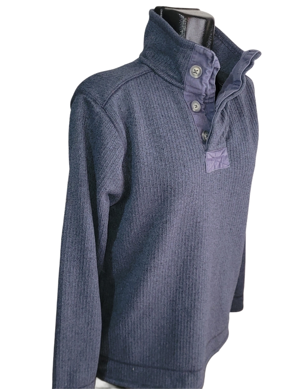 Field & Stream Men's Navy Ribbed Knit Quarter-Button Pullover Sweater Size M - Picture 2 of 5